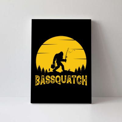 Funny Bassquatch Fishing Canvas