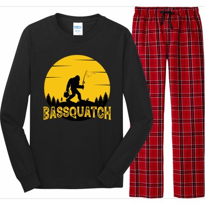 Funny Bassquatch Fishing Long Sleeve Pajama Set