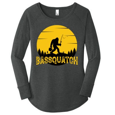 Funny Bassquatch Fishing Women's Perfect Tri Tunic Long Sleeve Shirt