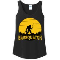 Funny Bassquatch Fishing Ladies Essential Tank