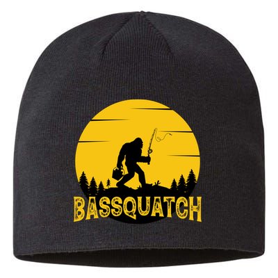 Funny Bassquatch Fishing Sustainable Beanie