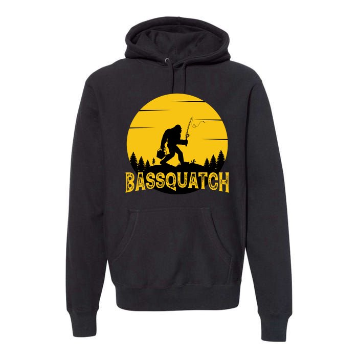 Funny Bassquatch Fishing Premium Hoodie