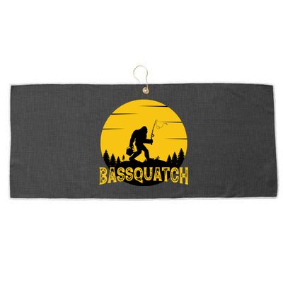 Funny Bassquatch Fishing Large Microfiber Waffle Golf Towel