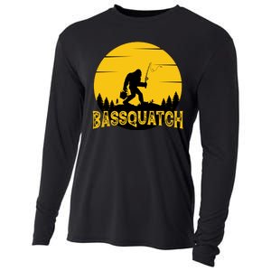 Funny Bassquatch Fishing Cooling Performance Long Sleeve Crew