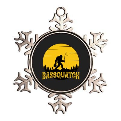 Funny Bassquatch Fishing Metallic Star Ornament