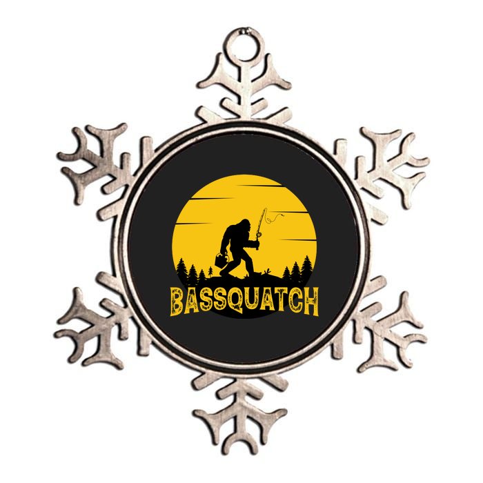 Funny Bassquatch Fishing Metallic Star Ornament