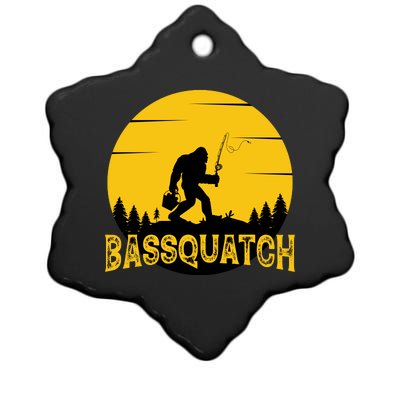 Funny Bassquatch Fishing Ceramic Star Ornament