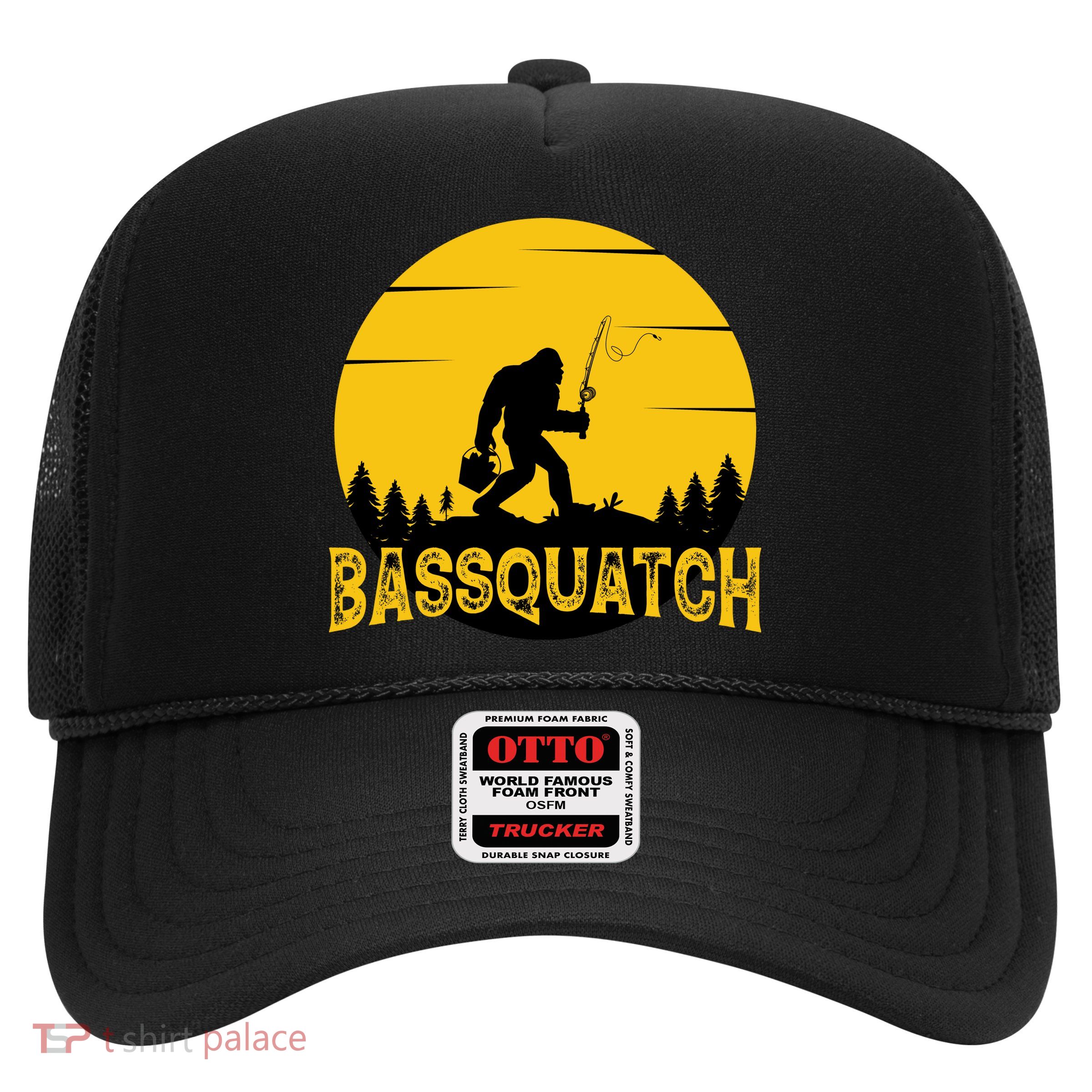 Funny Bassquatch Fishing Trucker Hat