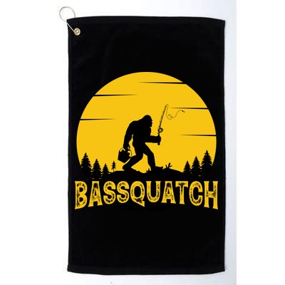Funny Bassquatch Fishing Golf Towel