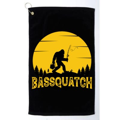 Funny Bassquatch Fishing Platinum Collection Golf Towel