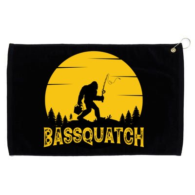 Funny Bassquatch Fishing Grommeted Golf Towel