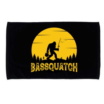 Funny Bassquatch Fishing Microfiber Hand Towel