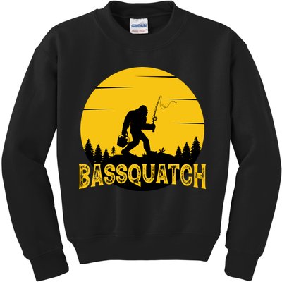 Funny Bassquatch Fishing Kids Sweatshirt