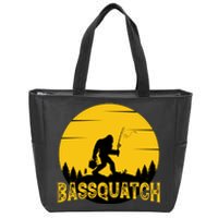 Funny Bassquatch Fishing Zip Tote Bag