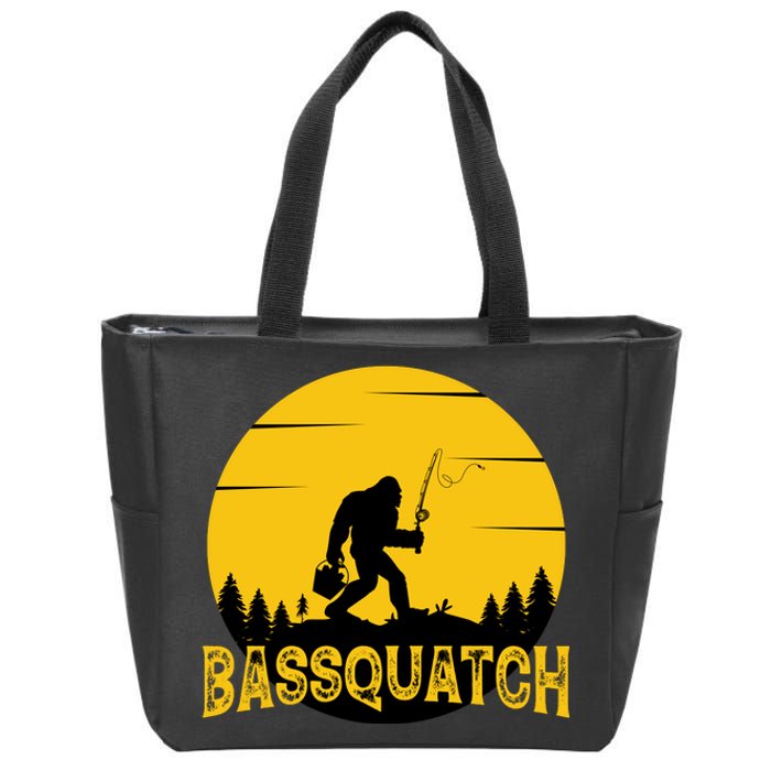 Funny Bassquatch Fishing Zip Tote Bag