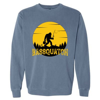 Funny Bassquatch Fishing Garment-Dyed Sweatshirt