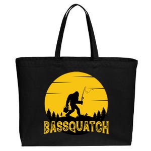 Funny Bassquatch Fishing Cotton Canvas Jumbo Tote