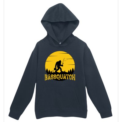 Funny Bassquatch Fishing Urban Pullover Hoodie