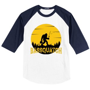 Funny Bassquatch Fishing Baseball Sleeve Shirt