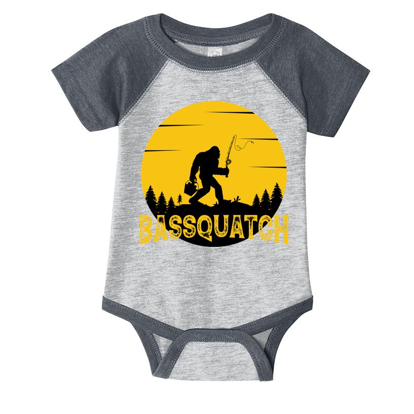 Funny Bassquatch Fishing Infant Baby Jersey Bodysuit