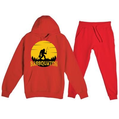 Funny Bassquatch Fishing Premium Hooded Sweatsuit Set