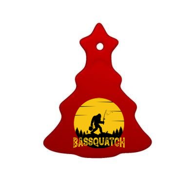 Funny Bassquatch Fishing Ceramic Tree Ornament