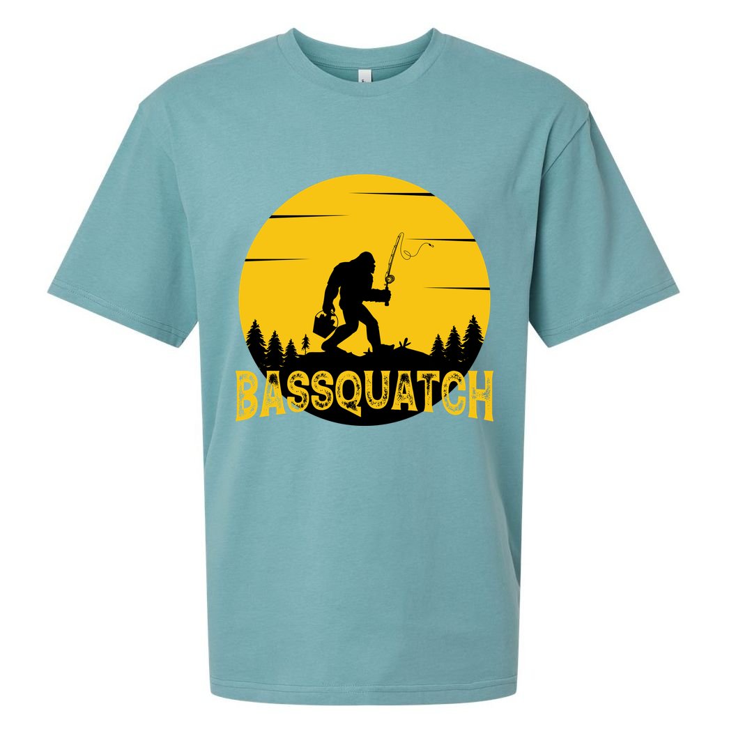 Funny Bassquatch Fishing Sueded Cloud Jersey T-Shirt