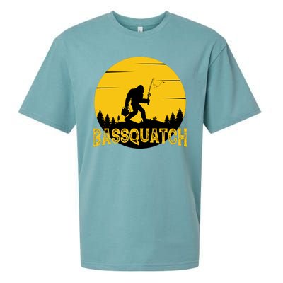 Funny Bassquatch Fishing Sueded Cloud Jersey T-Shirt