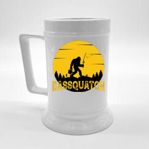 Funny Bassquatch Fishing Beer Stein