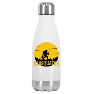 Funny Bassquatch Fishing Stainless Steel Insulated Water Bottle