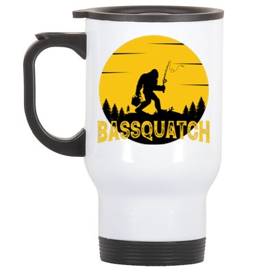 Funny Bassquatch Fishing Stainless Steel Travel Mug