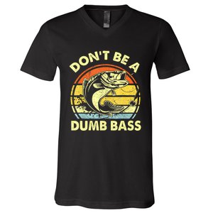 Funny Bass Fishing Stuff Funny Dad Bass Fish Papa Fishing V-Neck T-Shirt