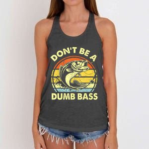 Funny Bass Fishing Stuff Funny Dad Bass Fish Papa Fishing Women's Knotted Racerback Tank