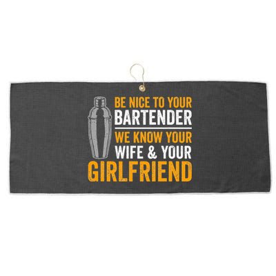 Funny Bartender Large Microfiber Waffle Golf Towel