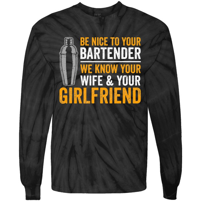 Funny Bartender Tie-Dye Long Sleeve Shirt