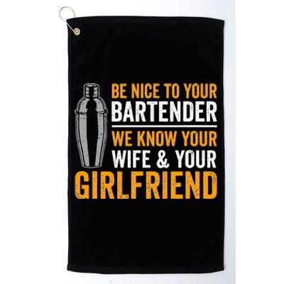 Funny Bartender Platinum Collection Golf Towel