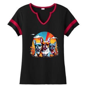 French Bulldog Ladies Halftime Notch Neck Tee