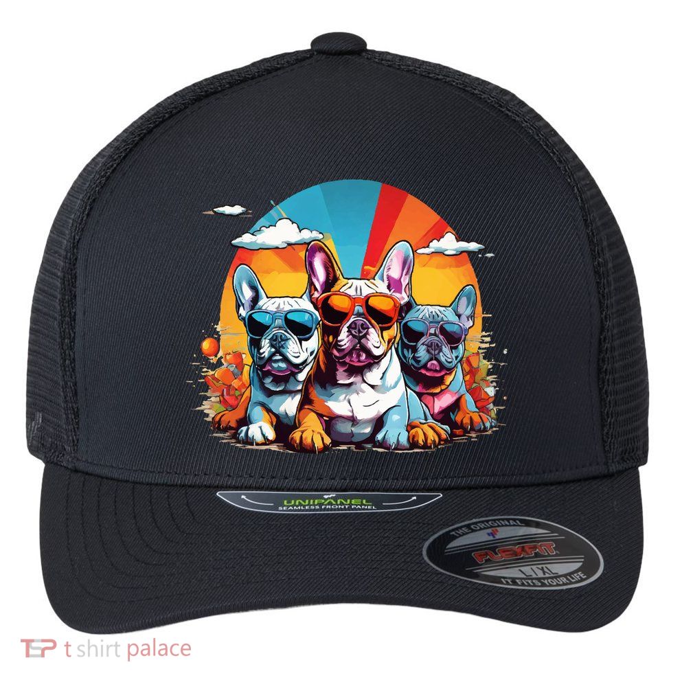 French Bulldog Flexfit Unipanel Trucker Cap