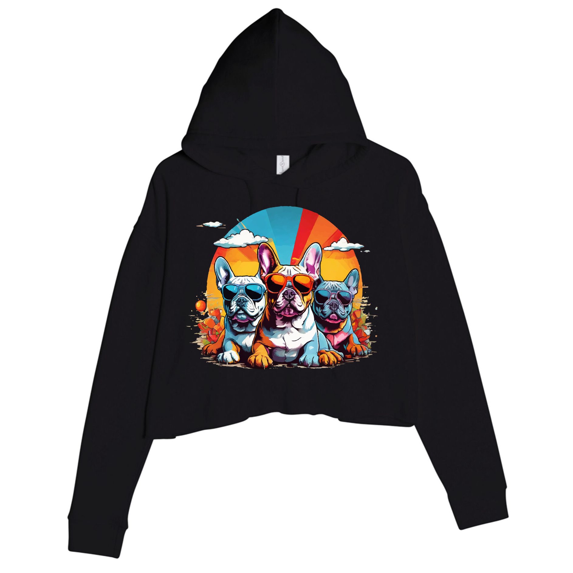 French Bulldog Crop Fleece Hoodie