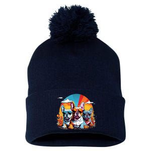 French Bulldog Pom Pom 12in Knit Beanie