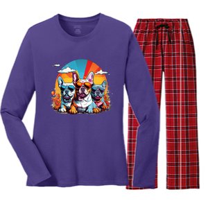 French Bulldog Women's Long Sleeve Flannel Pajama Set 