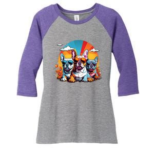 French Bulldog Women's Tri-Blend 3/4-Sleeve Raglan Shirt