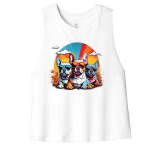 French Bulldog Women's Racerback Cropped Tank