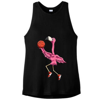 Flamingo Basketball Flamingo Playing Basketball Flamingo Ladies PosiCharge Tri-Blend Wicking Tank