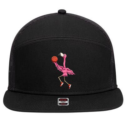 Flamingo Basketball Flamingo Playing Basketball Flamingo 7 Panel Mesh Trucker Snapback Hat