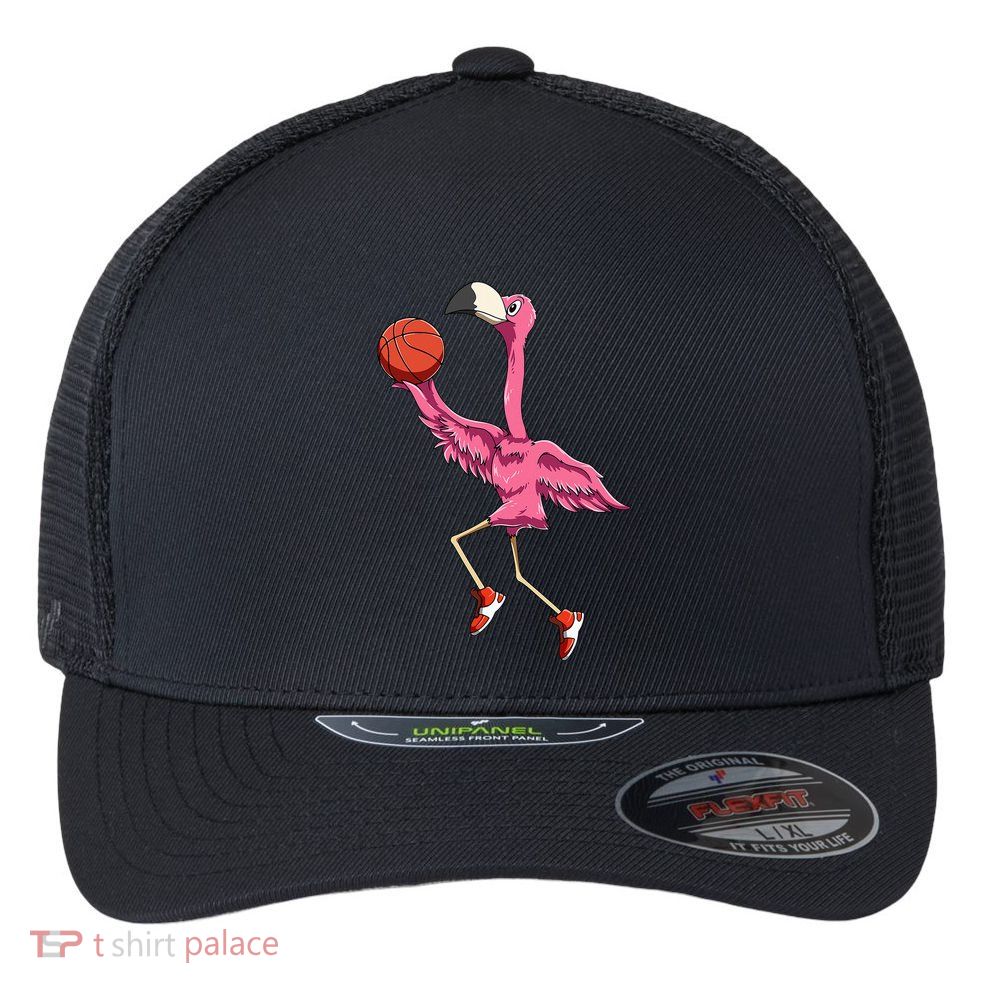 Flamingo Basketball Flamingo Playing Basketball Flamingo Flexfit Unipanel Trucker Cap