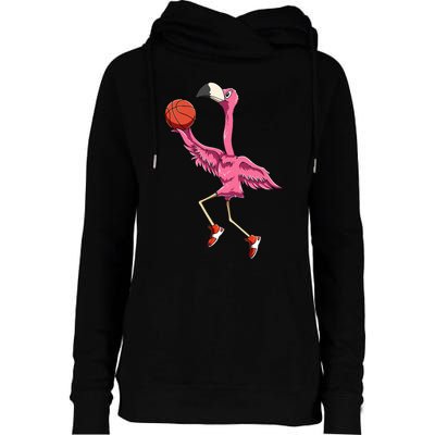 Flamingo Basketball Flamingo Playing Basketball Flamingo Womens Funnel Neck Pullover Hood