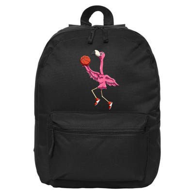 Flamingo Basketball Flamingo Playing Basketball Flamingo 16 in Basic Backpack