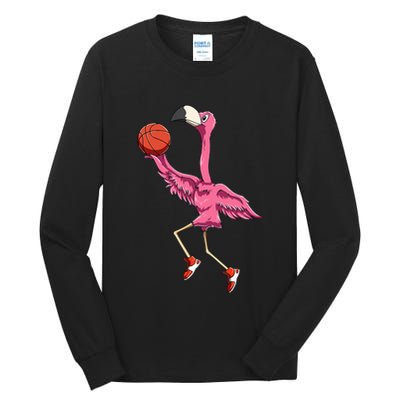 Flamingo Basketball Flamingo Playing Basketball Flamingo Tall Long Sleeve T-Shirt