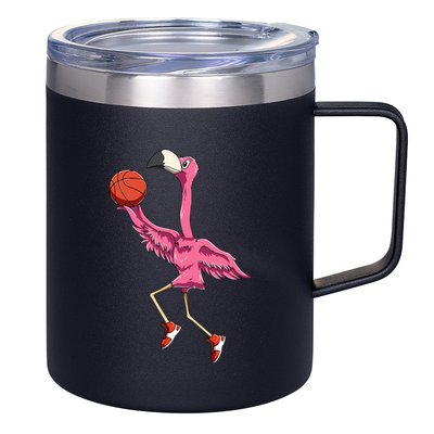 Flamingo Basketball Flamingo Playing Basketball Flamingo 12oz Stainless Steel Coffee Mug
